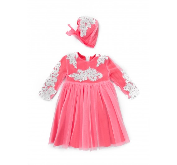 Rochie cu Beretă Coral