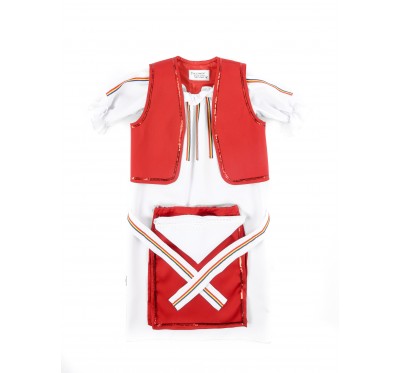 Costum Popular Fete 5 Piese Rosu